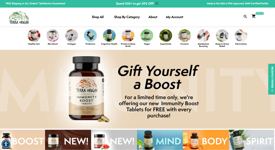 Terra Origin category interlinks on homepage